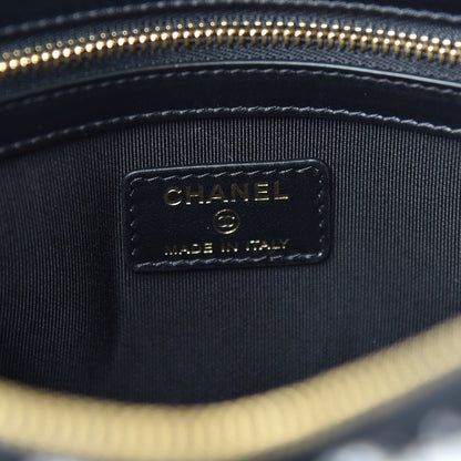 Chanel Tweed Quilted Medium Cosmetic Pouch Black Ecru White 6 of 8
