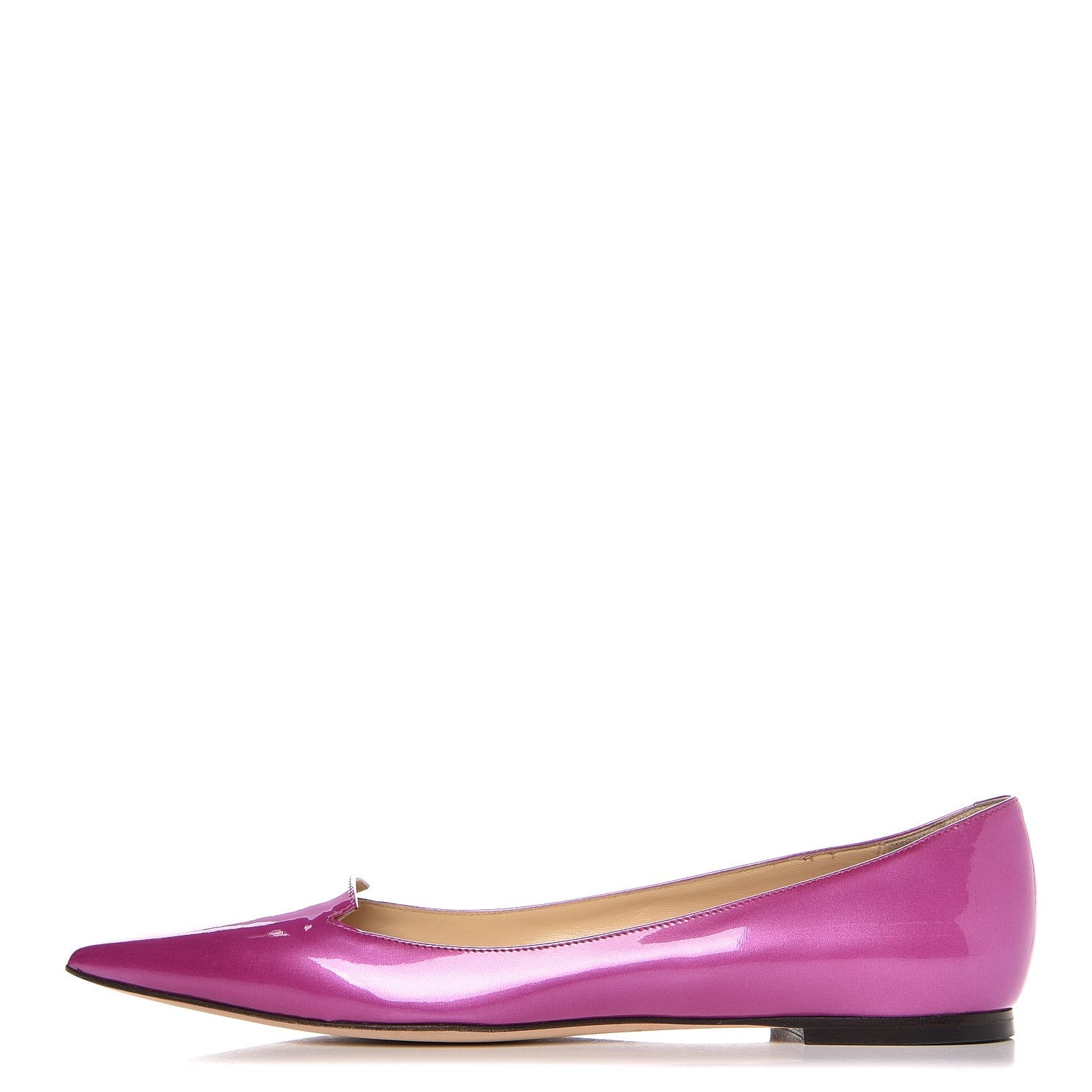 Jimmy Choo Patent Leather Attila Pointy Toe Flats 39.5 Jazzberry 1 of 10
