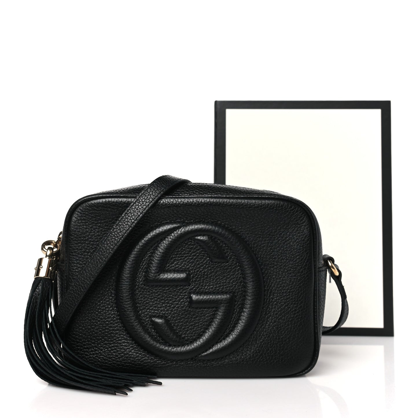 Pebbled Calfskin Small Soho Disco Bag Black