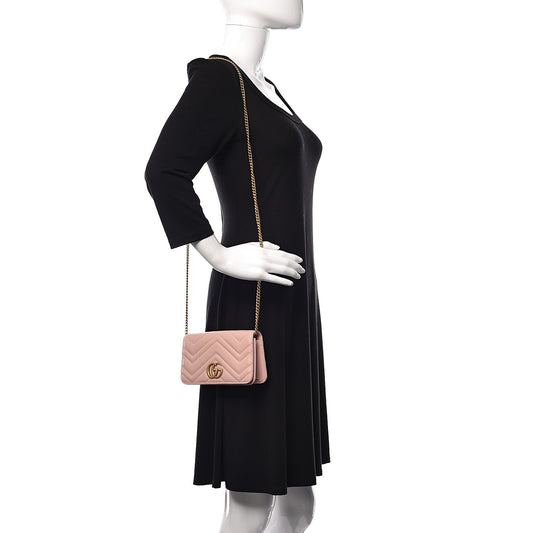 Calfskin Matelasse GG Marmont Mini Bag Perfect Pink