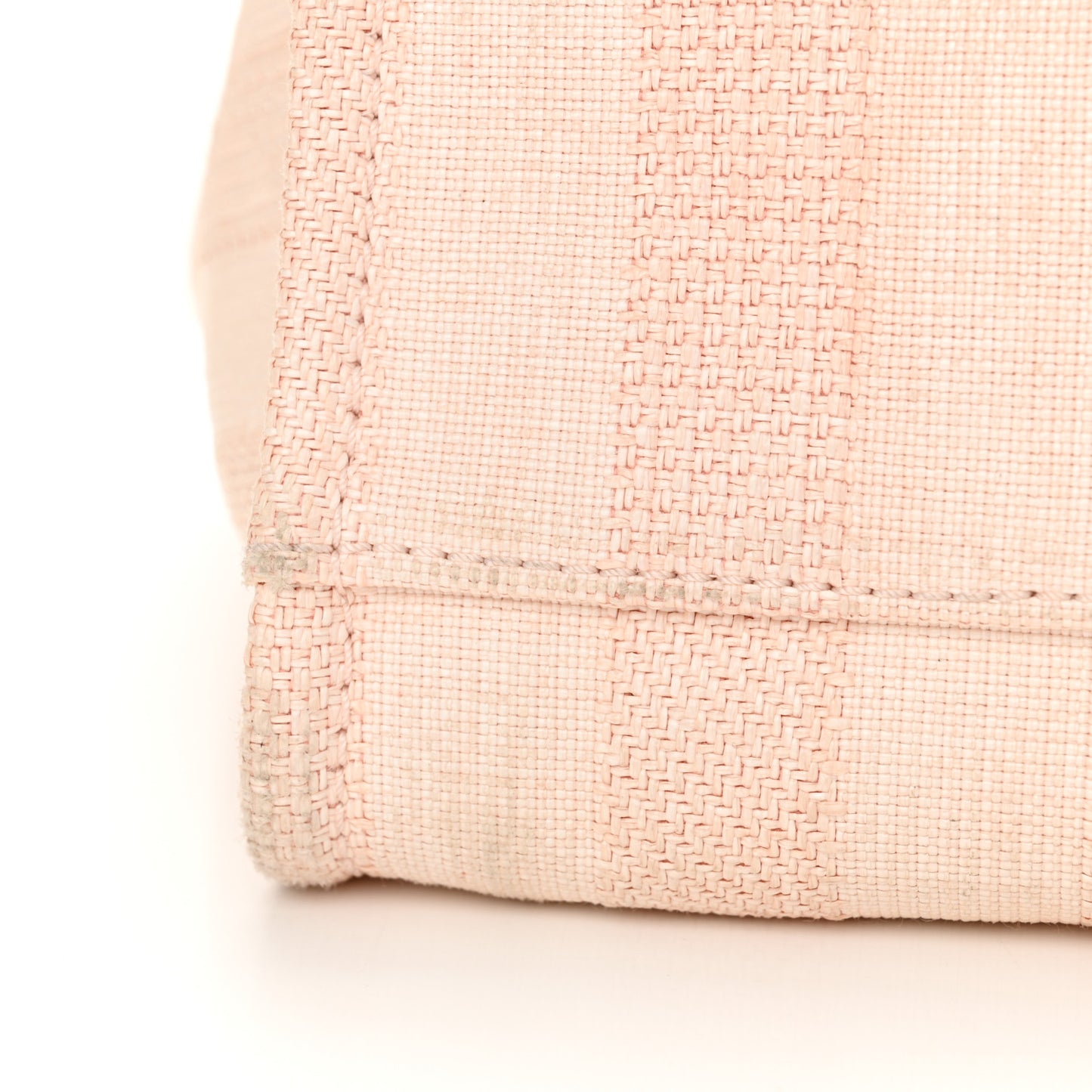 Mixed Fibers Calfskin Striped Medium Deauville Tote Light Pink