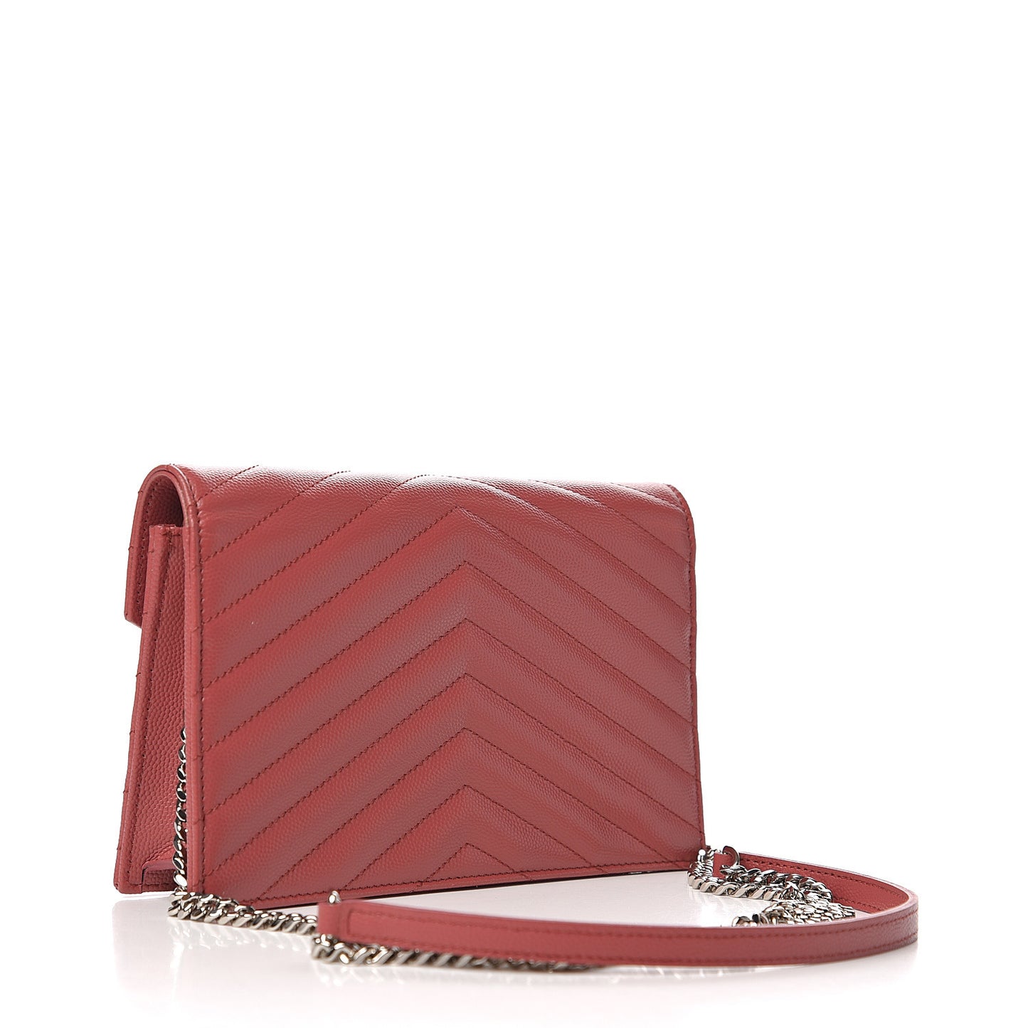 Grain De Poudre Matelasse Chevron Monogram Envelope Chain Wallet Blush Fonce
