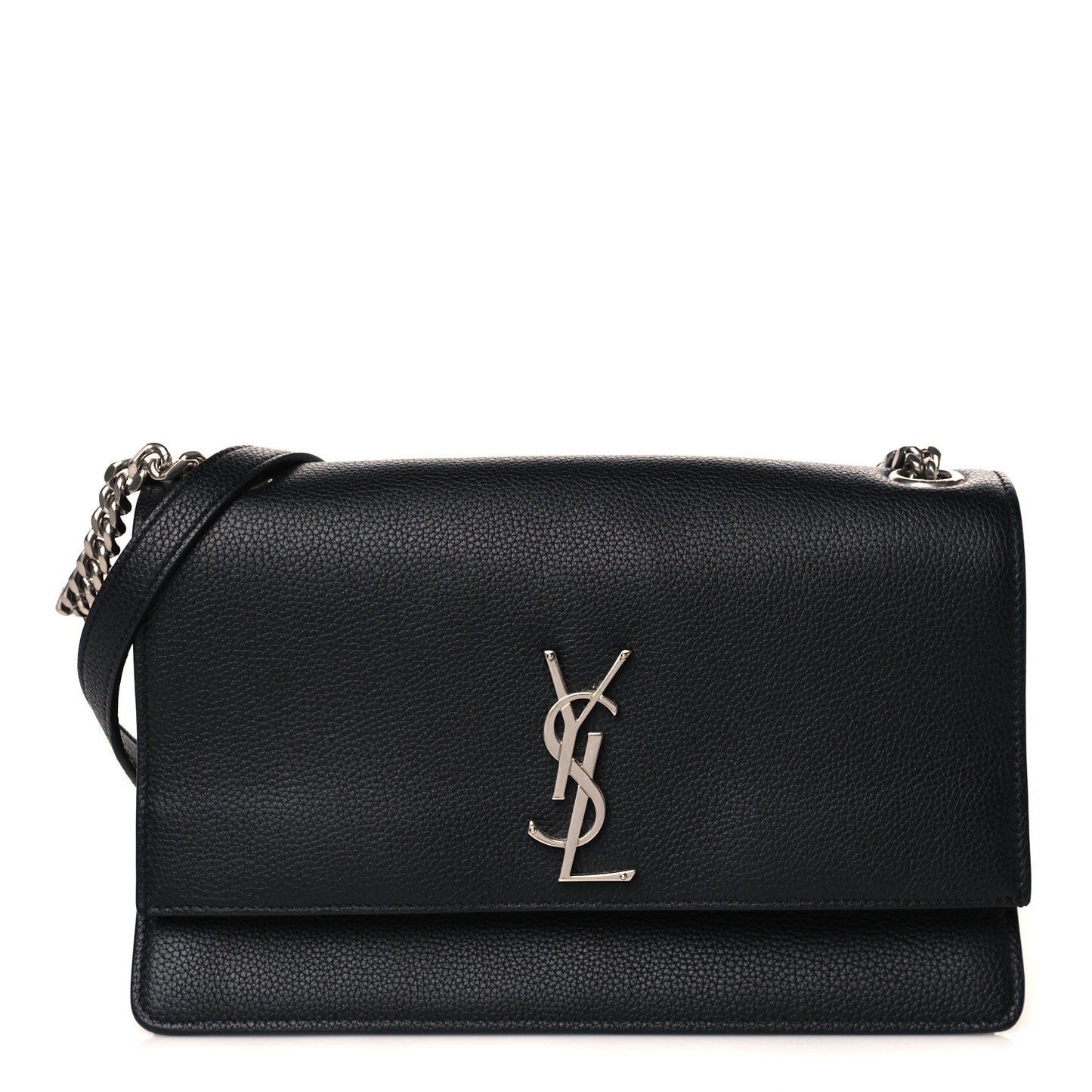 Grained Calfskin Medium Monogram Sunset Crossbody Black