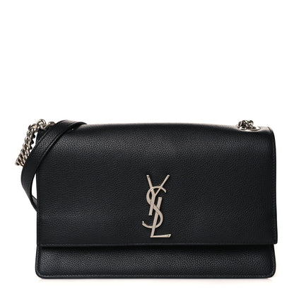 Saint Laurent Grained Calfskin Medium Monogram Sunset Crossbody Black 1 of 9