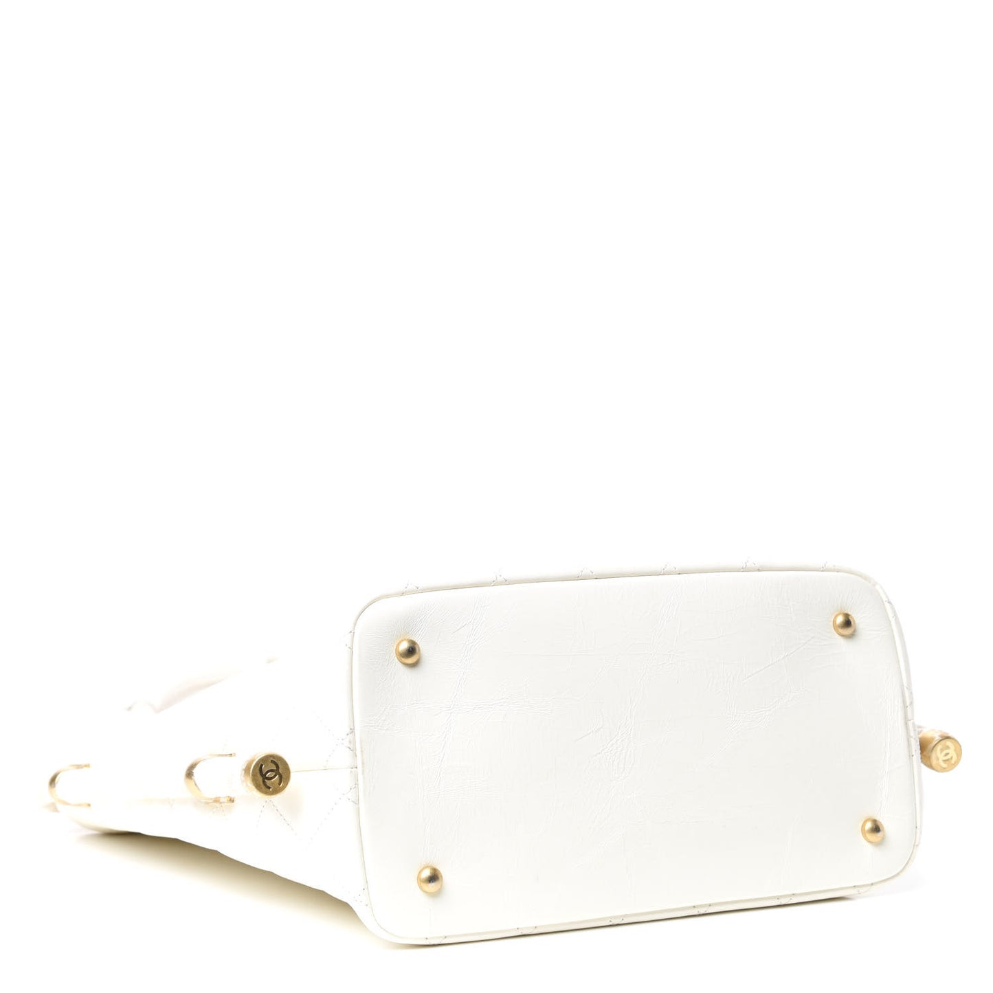 Crumpled Calfskin En Vogue Rope Hobo Bag White