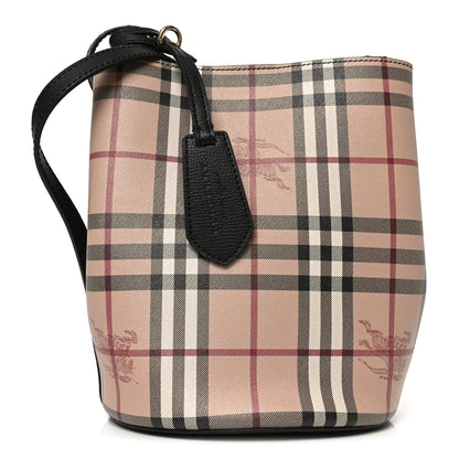 Burberry Haymarket Check Colours Small Lorne Bucket Crossbody Black 1 of 8