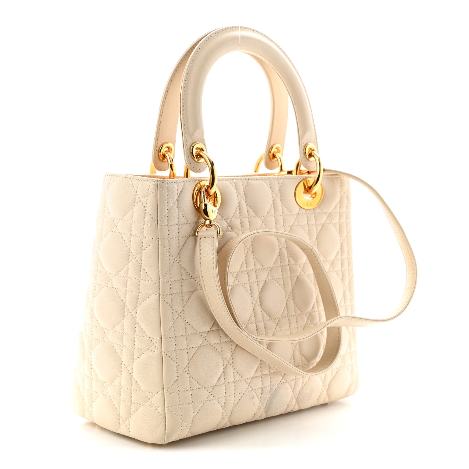 Christian Dior Lambskin Cannage Medium Lady Dior White 3 of 12