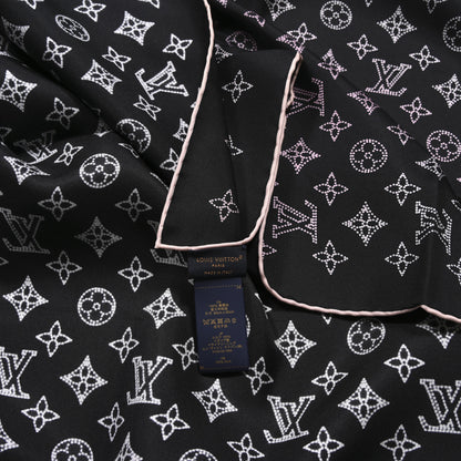 Louis Vuitton Silk Monogram LV Mahina Flight Square Scarf Black Pink 3 of 3