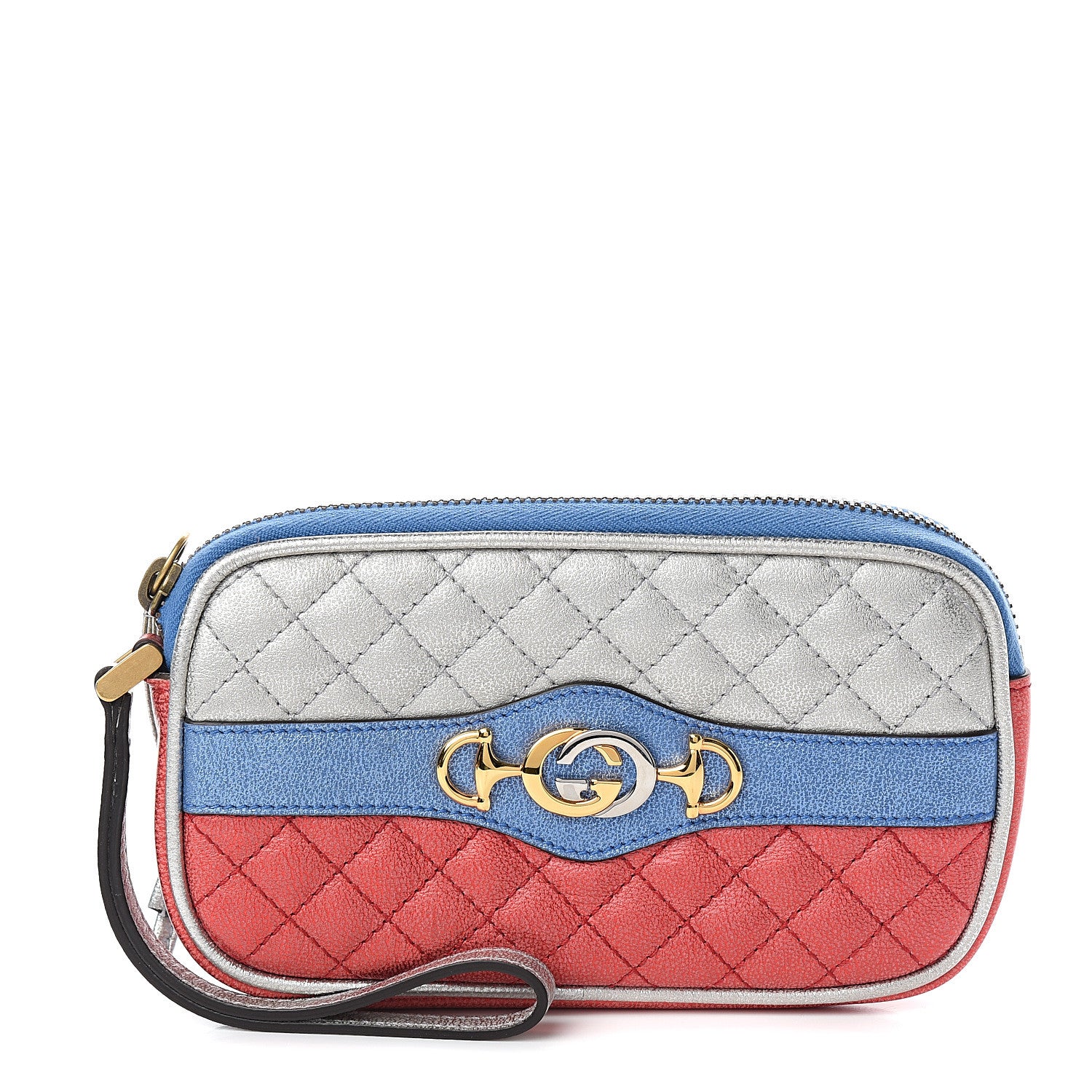 Gucci Laminated Nappa Trapuntata Zumi iPhone Case Rosso Marine Argento 1 of 7