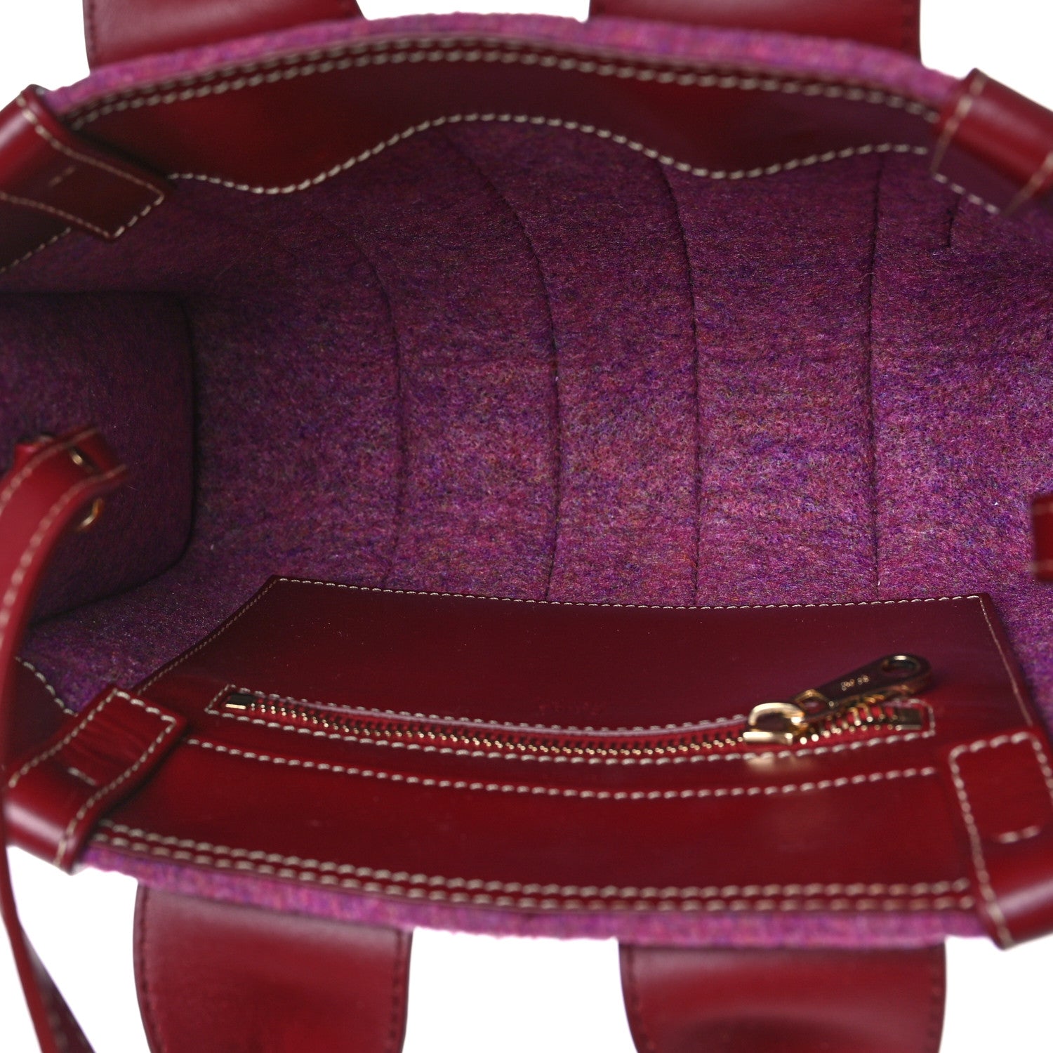 Chloe Recycled Felt Calfskin Small Woody Ribbon Tote Striking Purple 5 of 9