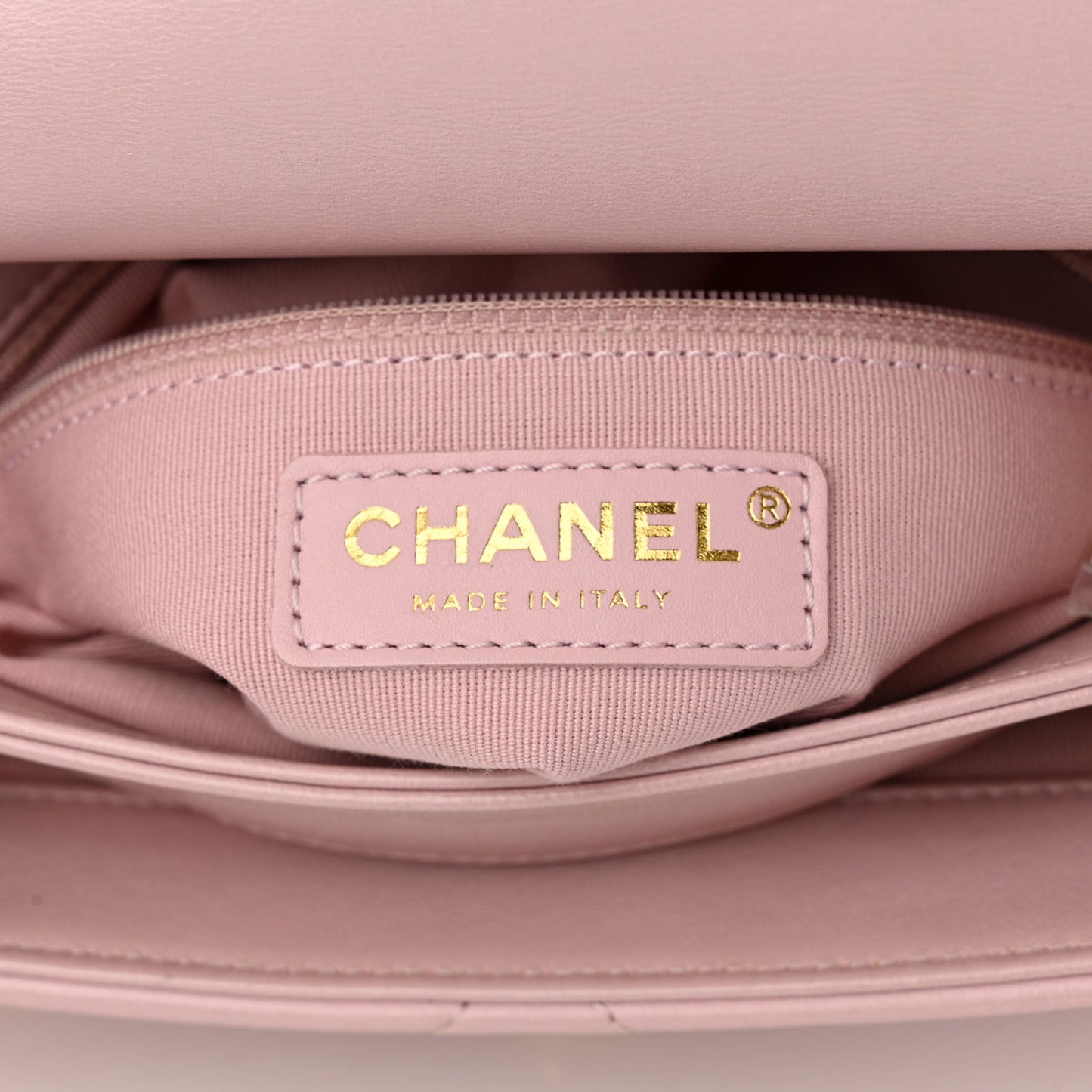 Lambskin Quilted Small Chain Top Handle Flap Rose Clair