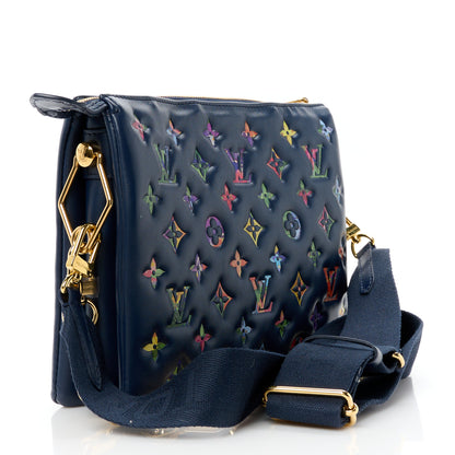 Louis Vuitton Lambskin Embossed Monogram LV Garden Coussin PM Navy 3 of 12