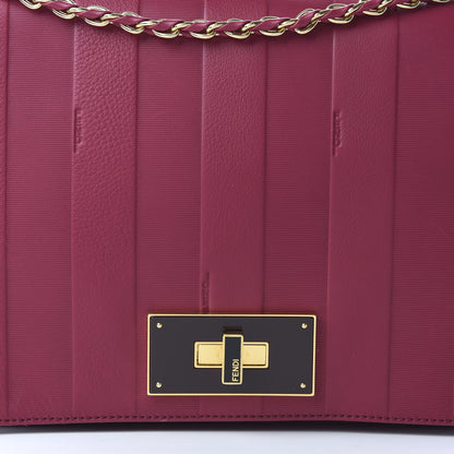 Fendi Grained Calfskin Pequin Embossed Medium Claudia Shoulder Bag Burgundy 12 of 12