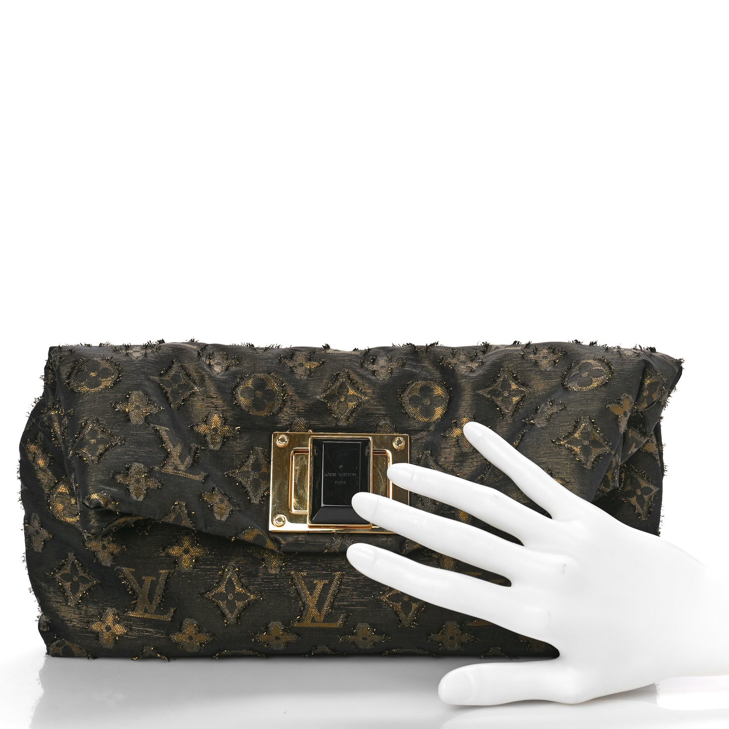 Lurex Quilted Monogram Altair Clutch Bronze