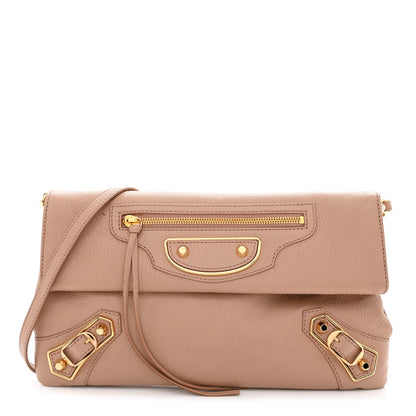 Balenciaga Chevre Gold Metallic Edge Hardware Envelope Clutch Rose Des Sables 1 of 11