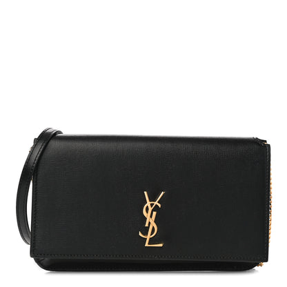 Saint Laurent Smooth Calfskin Monogram Phone Holder Crossbody Black 1 of 10