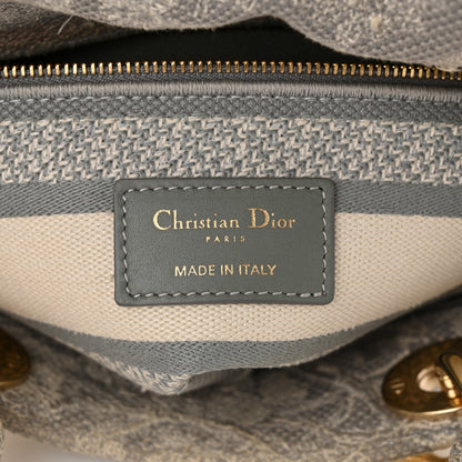 Christian Dior Canvas Toile De Jouy Reverse Embroidered Medium Lady D-Lite Gray 6 of 12