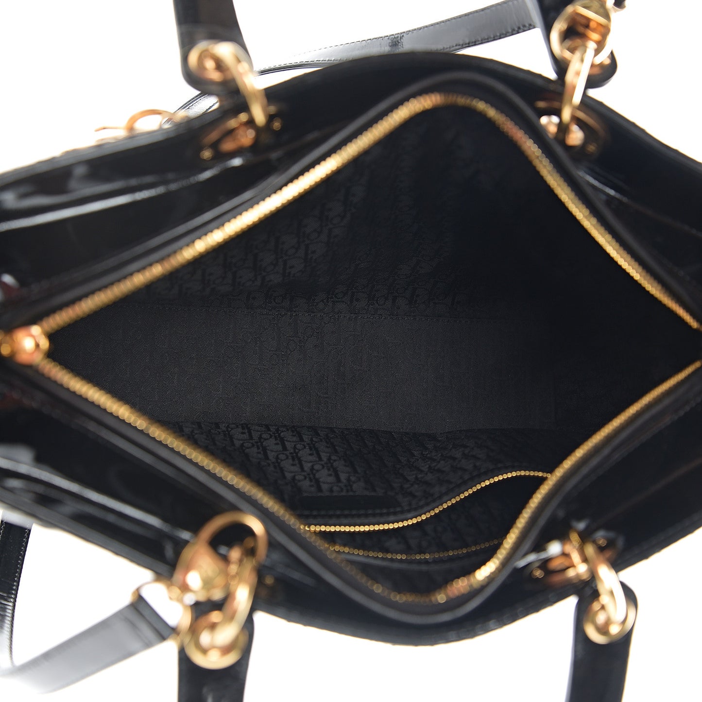 Patent Cannage Large Lady Dior Black