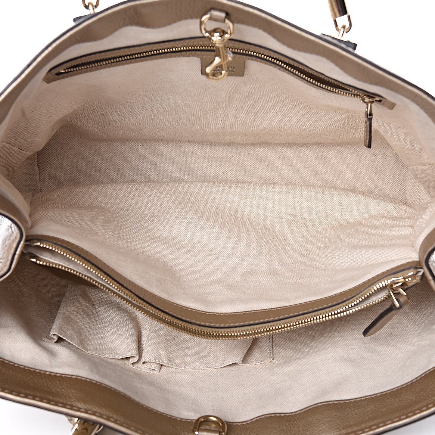Metallic Pebbled Calfskin Medium Bella Tote Gold