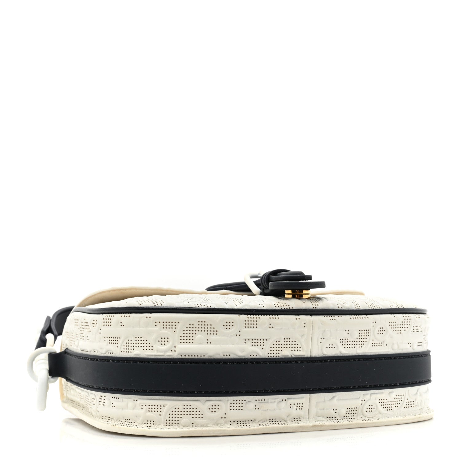 Christian Dior Calfskin Perforated Oblique Medium Bobby Flap White Blue 3 of 16