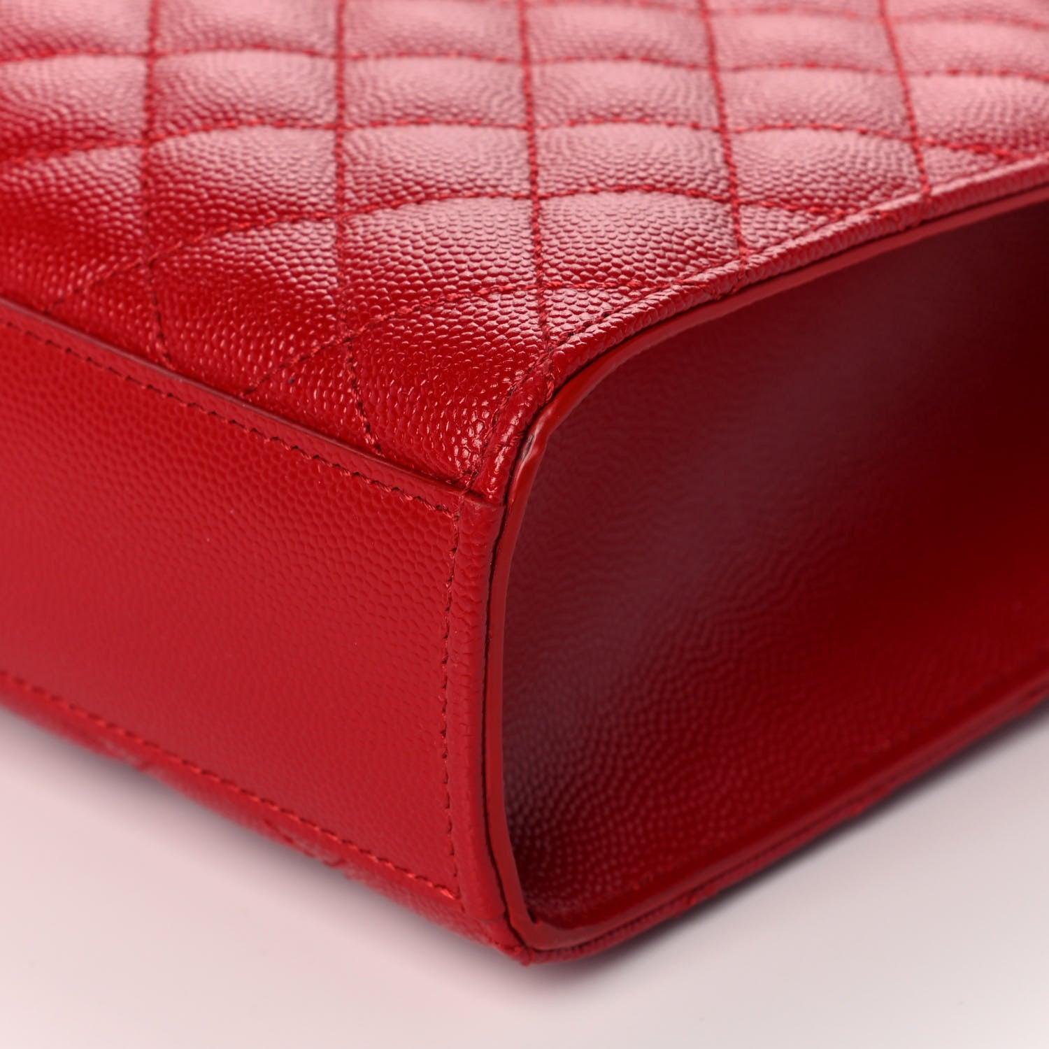 Saint Laurent Grain De Poudre Mixed Matelasse Large Triquilt Monogram Satchel New Red 10 of 10