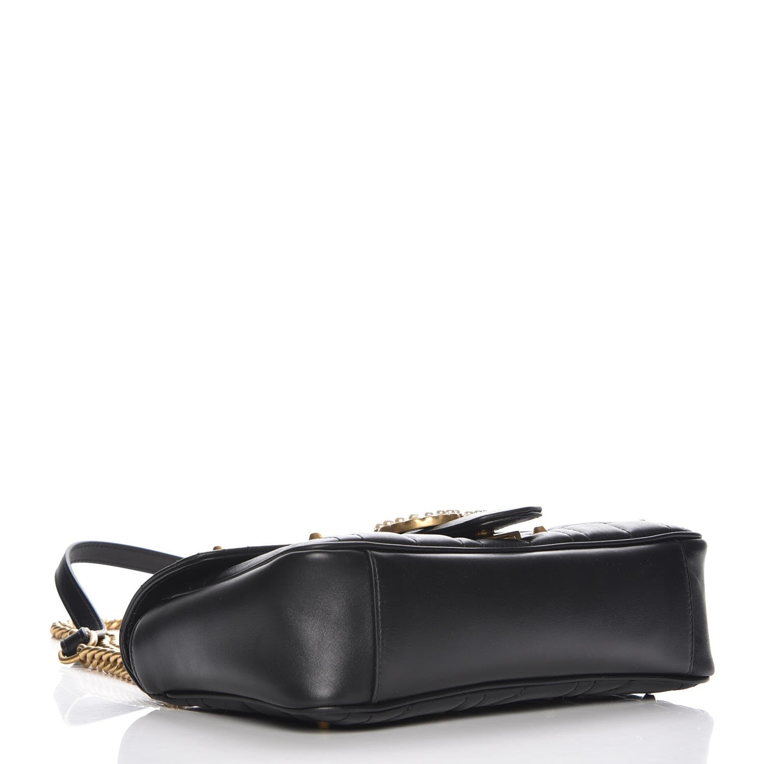 Gucci Calfskin Matelasse Studded Small Pearly GG Marmont Shoulder Bag Black 4 of 7