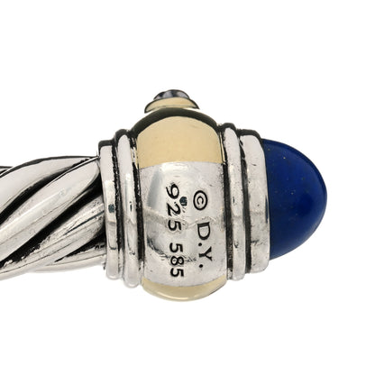 David Yurman Sterling Silver 14K Yellow Gold Lapis Lazuli Iolite 10mm Cable Renaissance Bracelet 3 of 5