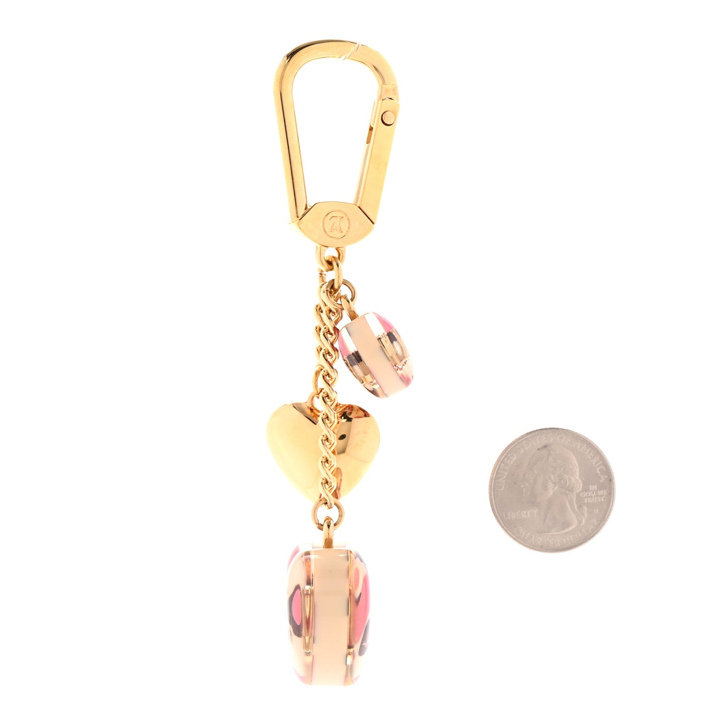 Leopard Heart Bag Charm Key Holder Blanc Corail