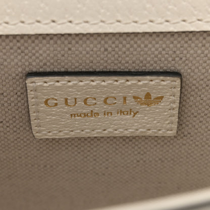 Gucci X ADIDAS Textured Dollar Calfskin Web Trefoil Mini Horsebit 1955 Shoulder Bag Off White Black 6 of 11