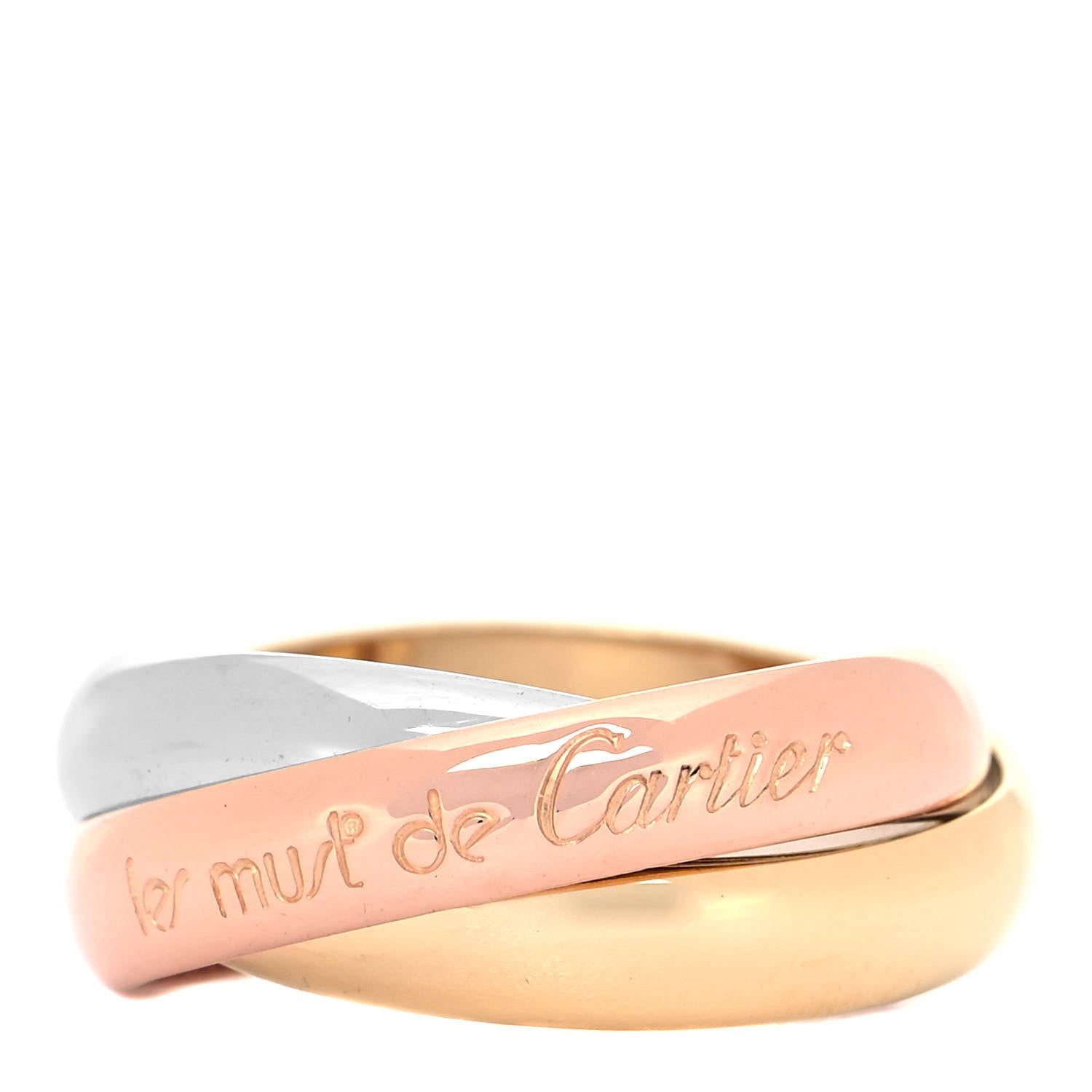 Cartier 18K Pink Yellow White Gold Classic Les Must De Cartier Trinity Ring 49 4.75 1 of 5