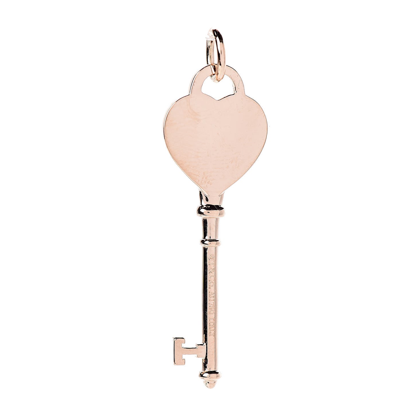 18K Rose Gold Diamond Heart Key Pendant