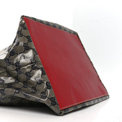 Gucci Crystal Monogram Large Web Handle Bucket Tote Red 9 of 12