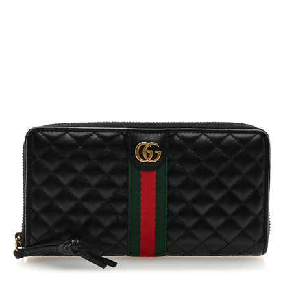 Gucci Calfskin Web Trapuntata GG Zip Around Wallet Black 1 of 6