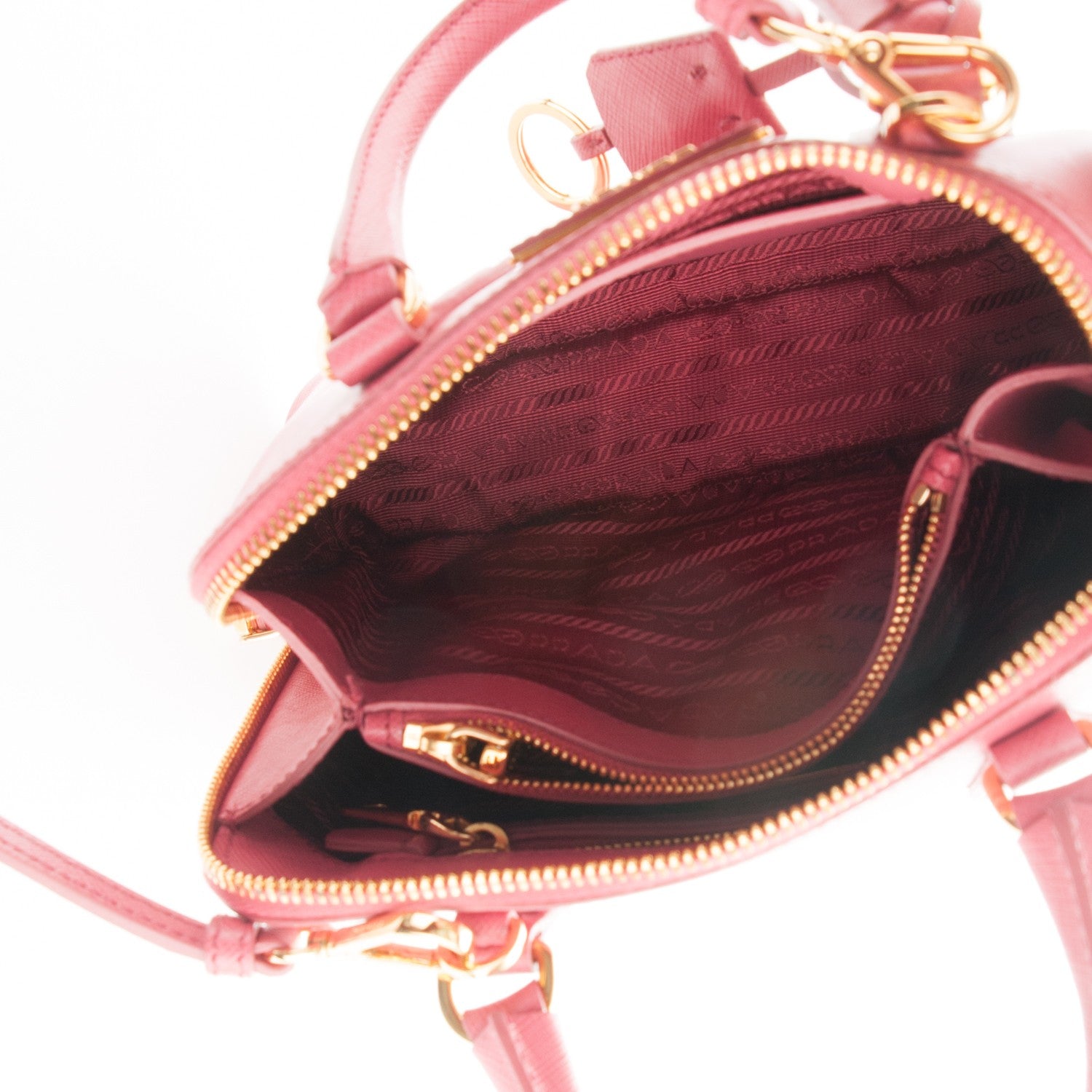 Prada Saffiano Lux Small Promenade Tote Peonia 5 of 8