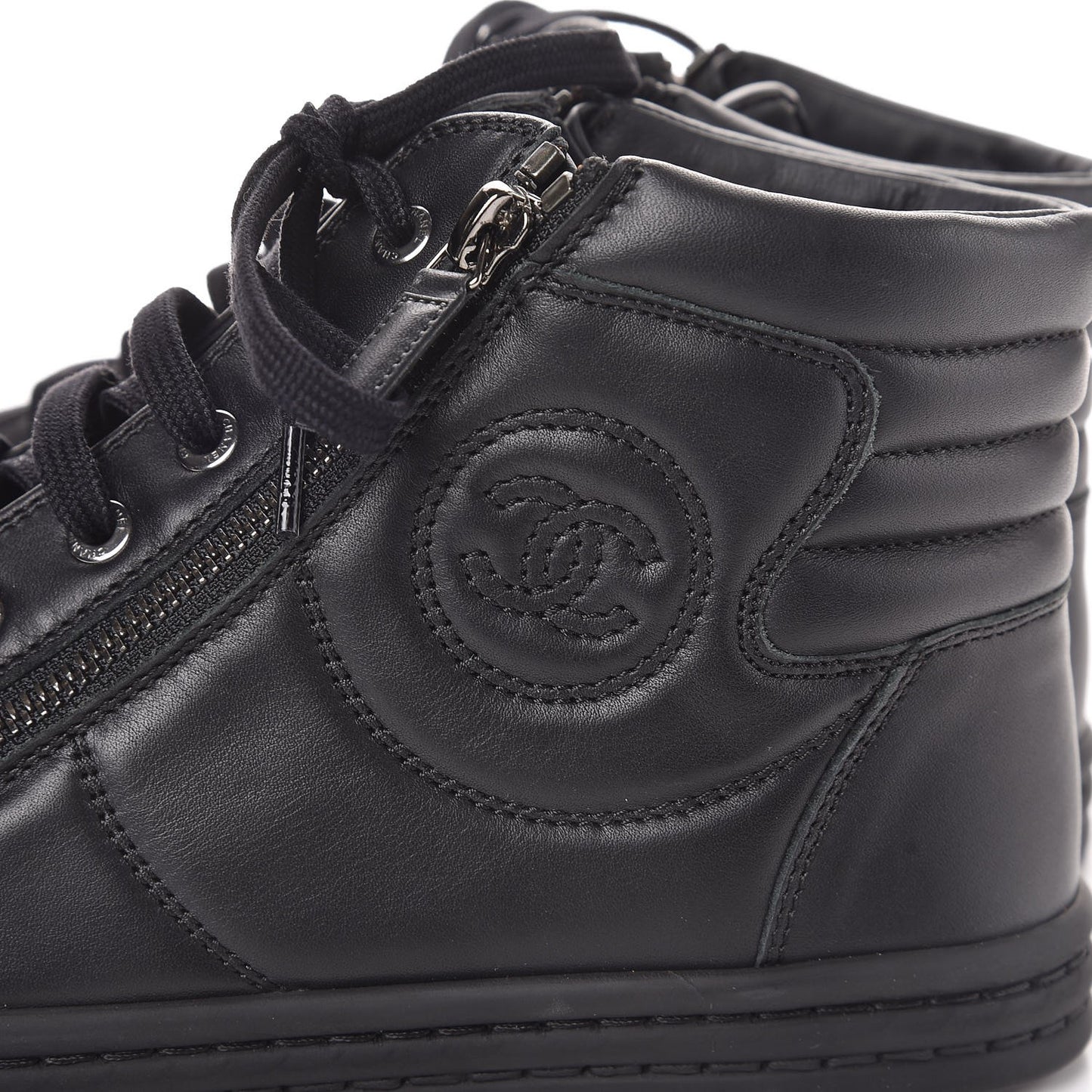 Calfskin High Top CC Sneakers 39 Black