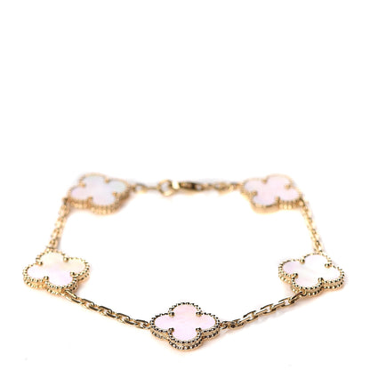 Van Cleef & Arpels 18K Yellow Gold Mother of Pearl 5 Motifs Vintage Alhambra Bracelet 1 of 6