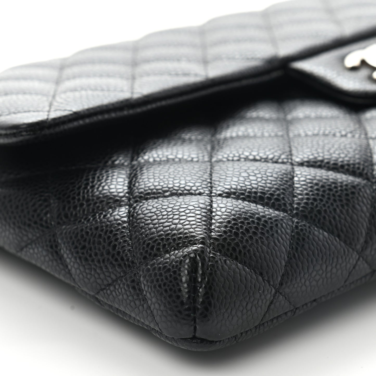 Caviar Quilted Flap Clutch Black