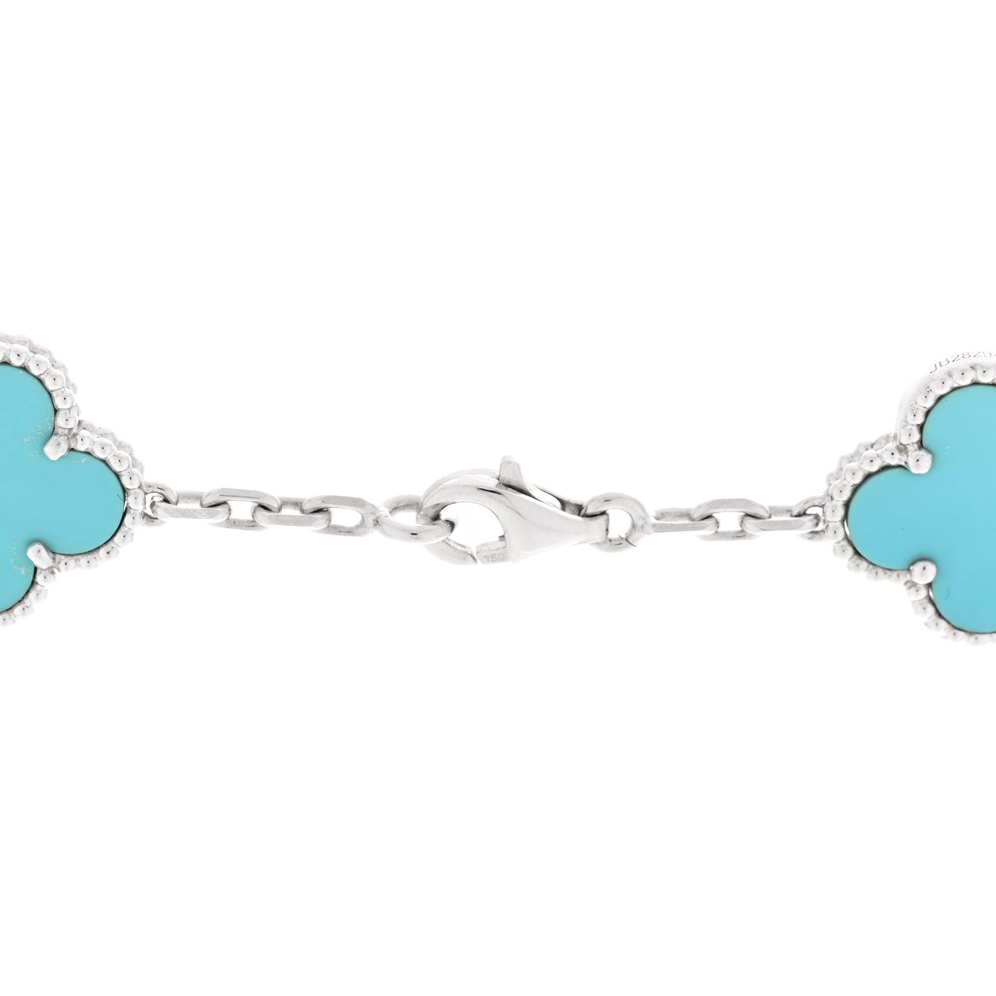 18K White Gold Turquoise 10 Motifs Vintage Alhambra Necklace