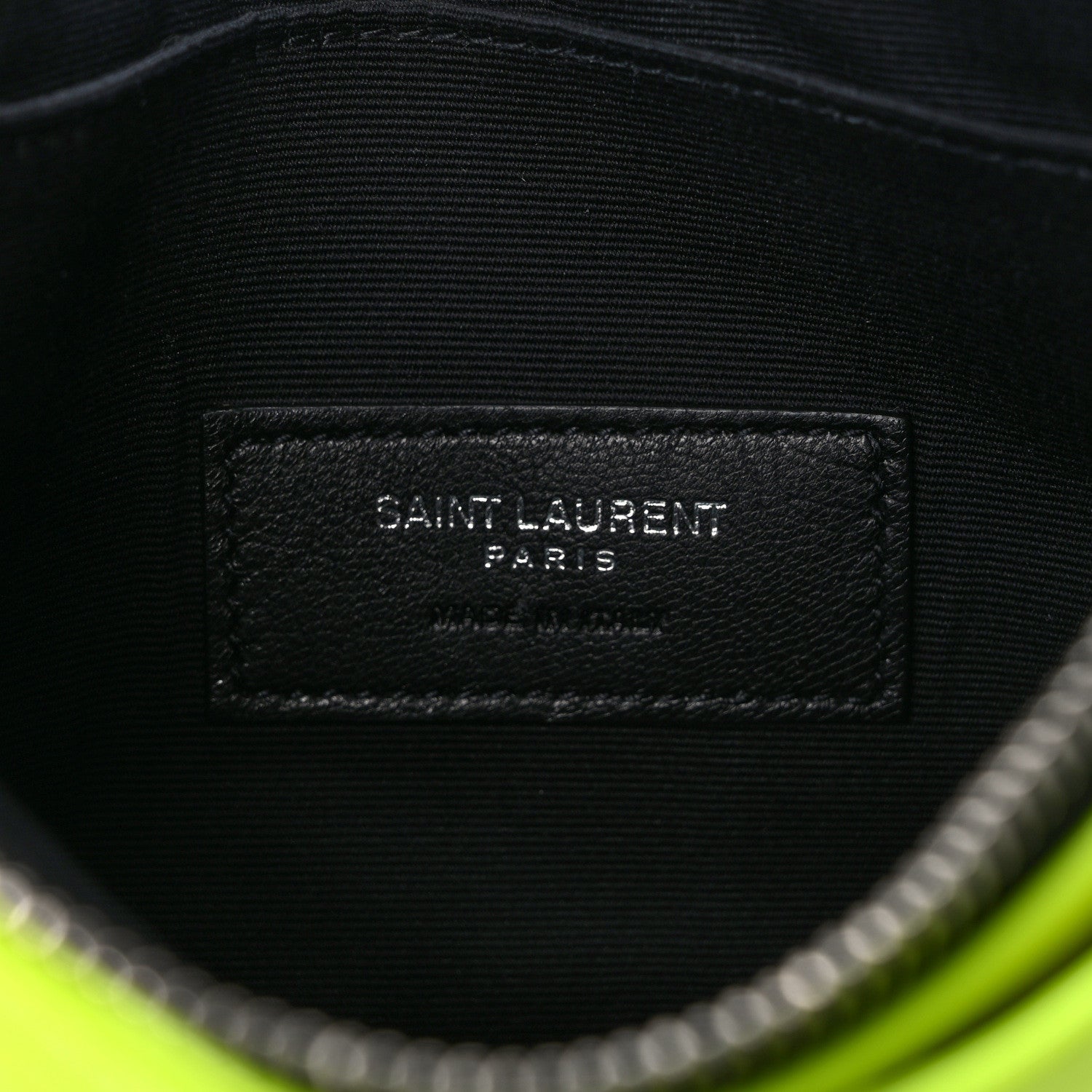 Saint Laurent Patent Grain De Poudre Matelasse Chevron Monogram Bill Pouch Neon Yellow 6 of 7