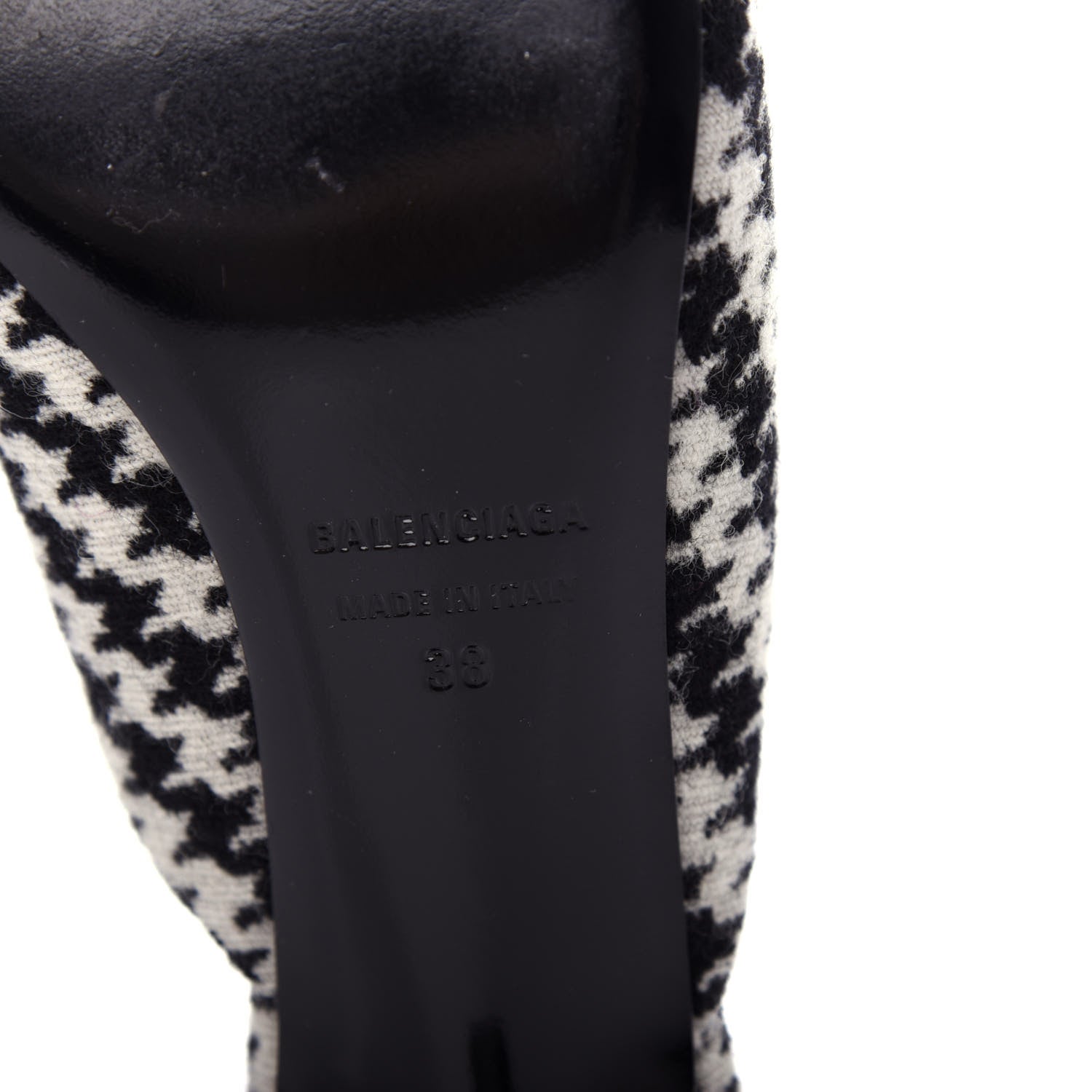 Balenciaga Stretch Tweed BB Houndstooth Pointed Toe Knife 40mm Mules 38 Black Ivory 9 of 12