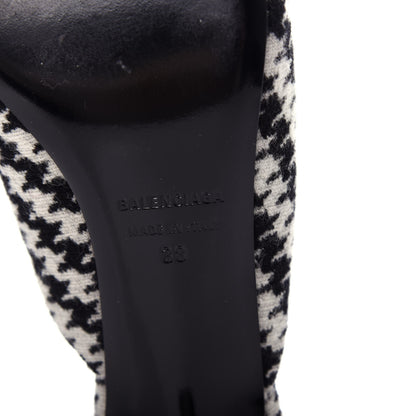 Balenciaga Stretch Tweed BB Houndstooth Pointed Toe Knife 40mm Mules 38 Black Ivory 9 of 12