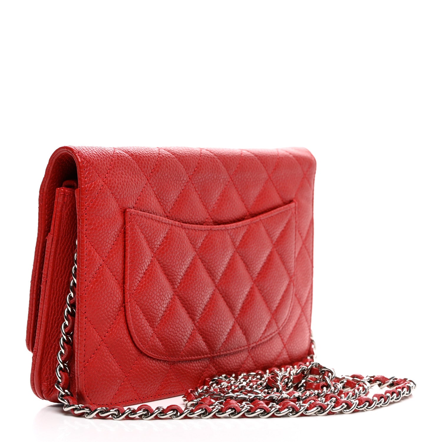 Chanel Caviar Quilted Wallet On Chain WOC Red 3 of 12