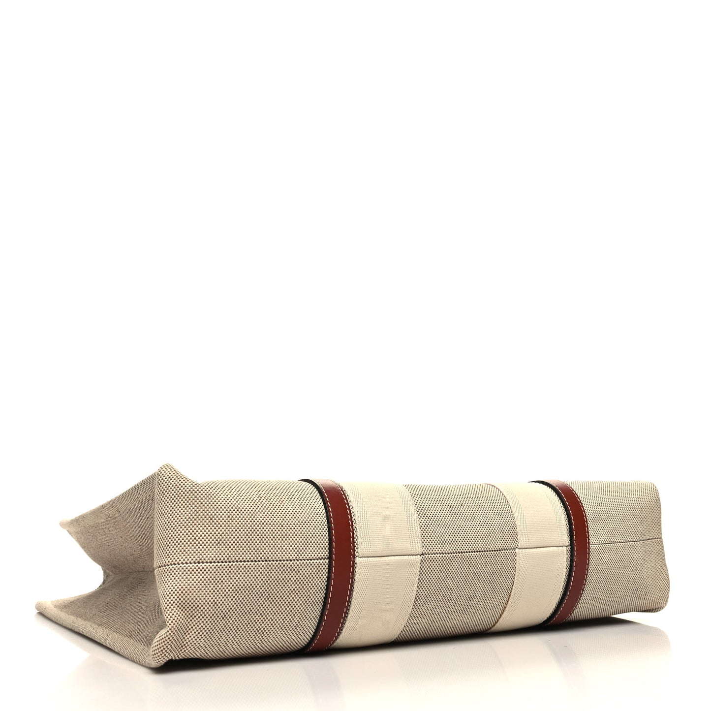 Cotton Calfskin Large Woody Ribbon Tote White Brown