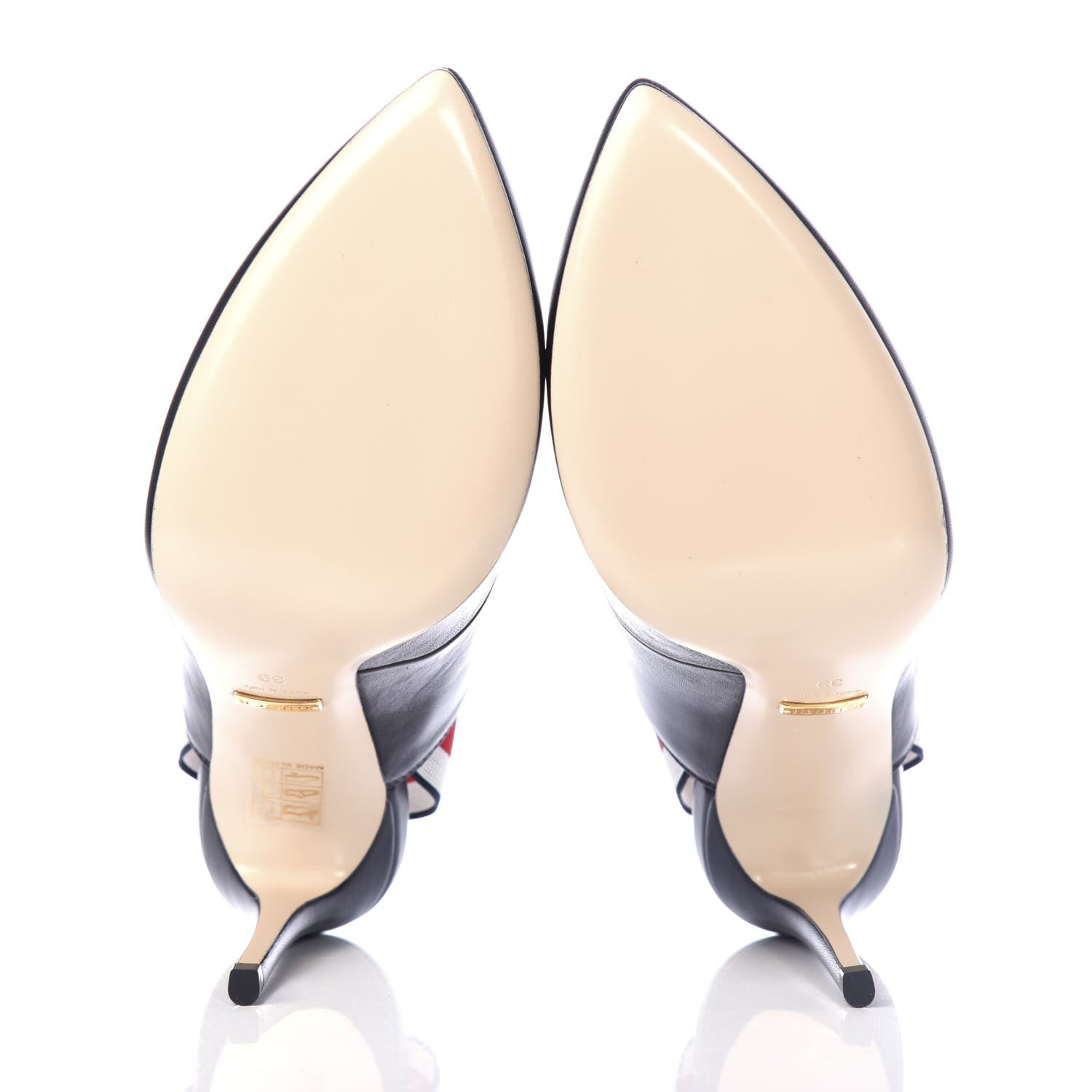Gucci Malaga Kid Web Sylvie High Heel Slingback Pumps 39 Black 7 of 11
