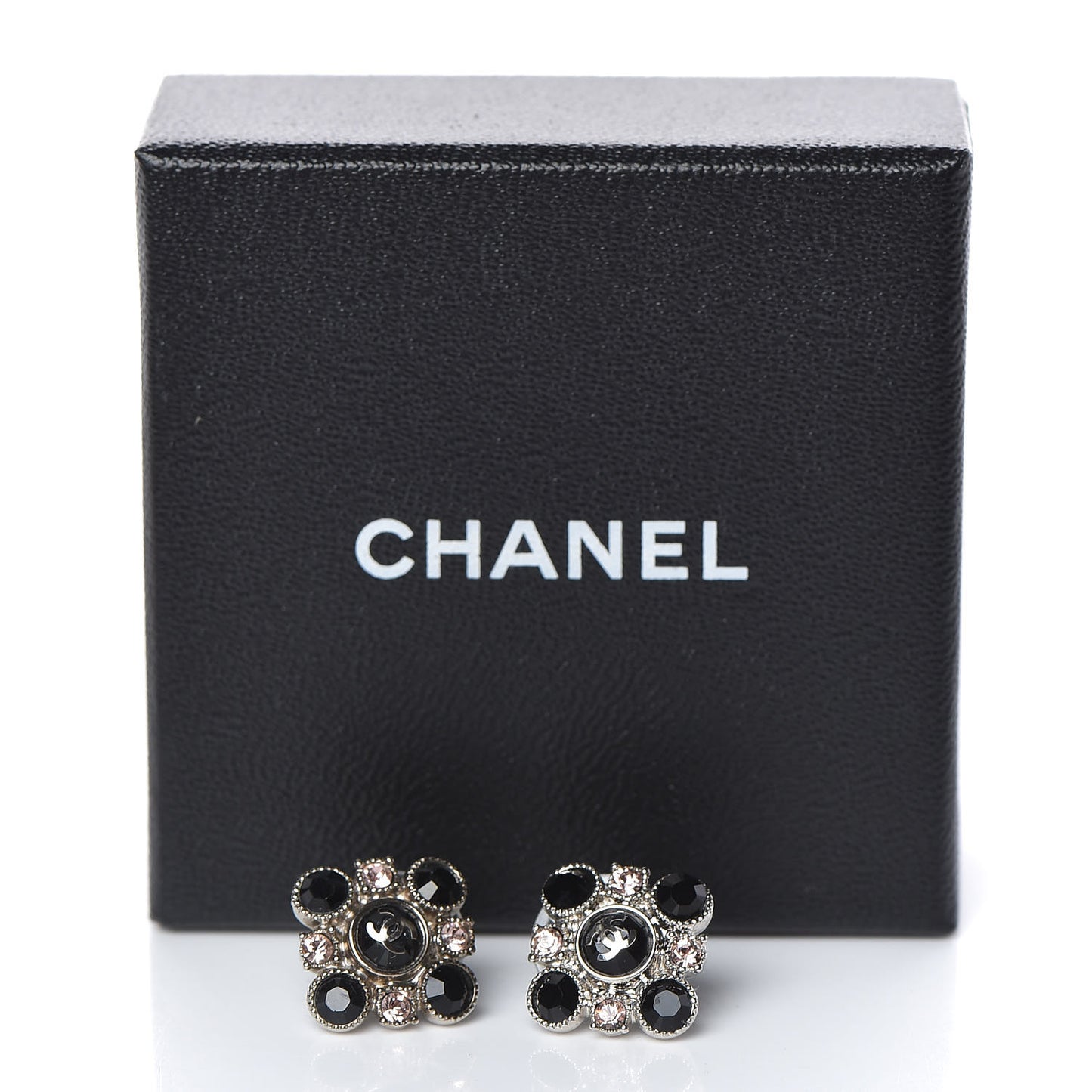 Crystal CC Flower Earrings Silver