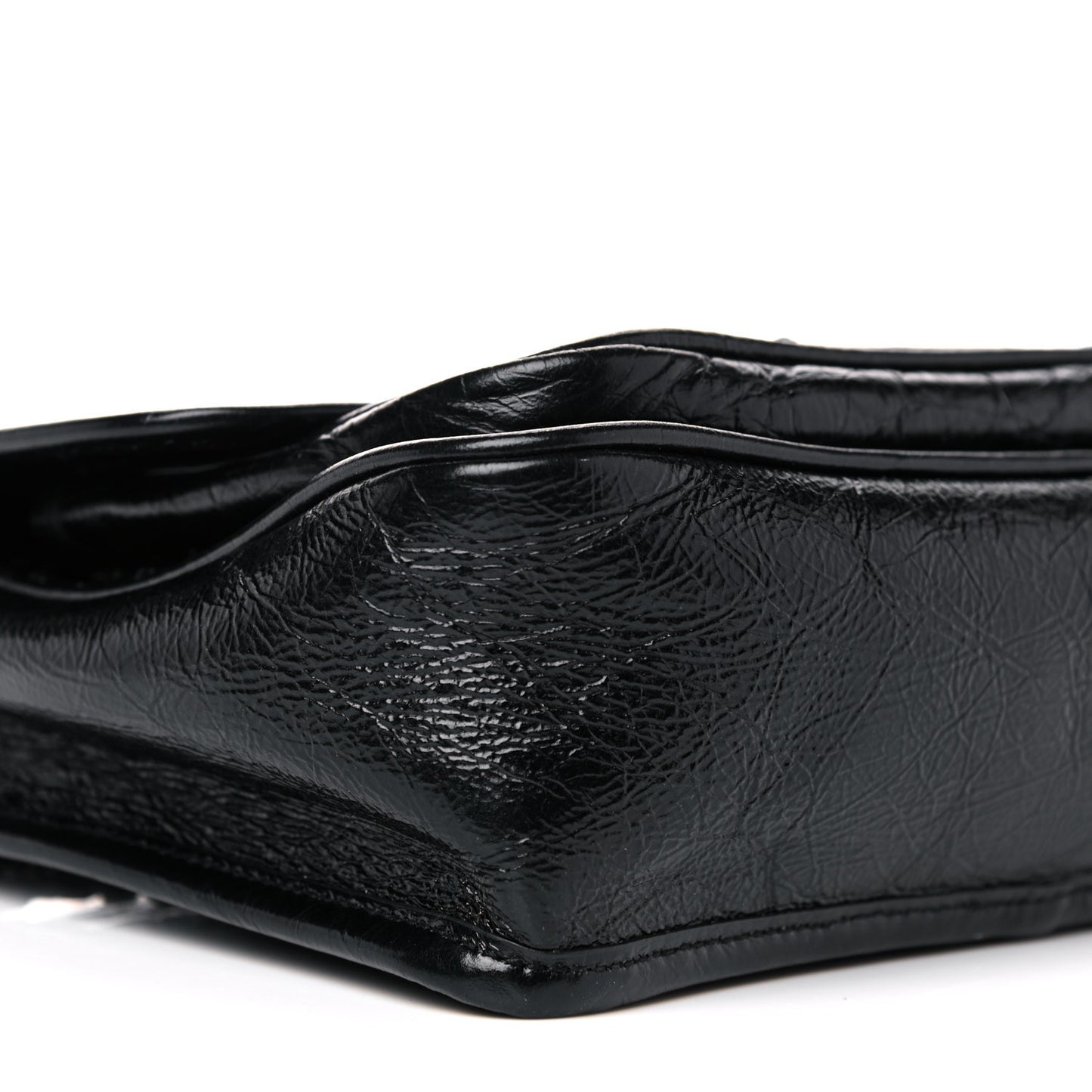 Crinkled Calfskin Matelasse Monogram Baby Niki Chain Satchel Black