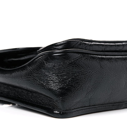 Saint Laurent Crinkled Calfskin Matelasse Monogram Baby Niki Chain Satchel Black 9 of 11
