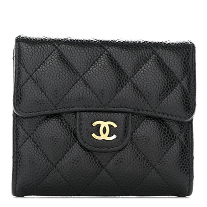Chanel Caviar Quilted Compact Flap Wallet Black 1 of 12