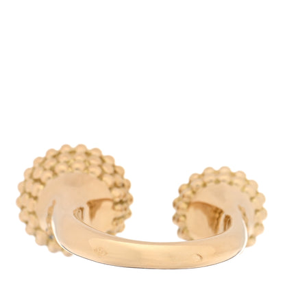 Van Cleef & Arpels 18K Yellow Gold Diamond Malachite Perlee Couleurs Between The Finger Ring 52 6 3 of 5