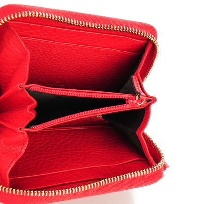 Gucci Pebbled Calfskin Soho Compact Disco Zip Around Wallet Tabasco Red 5 of 7